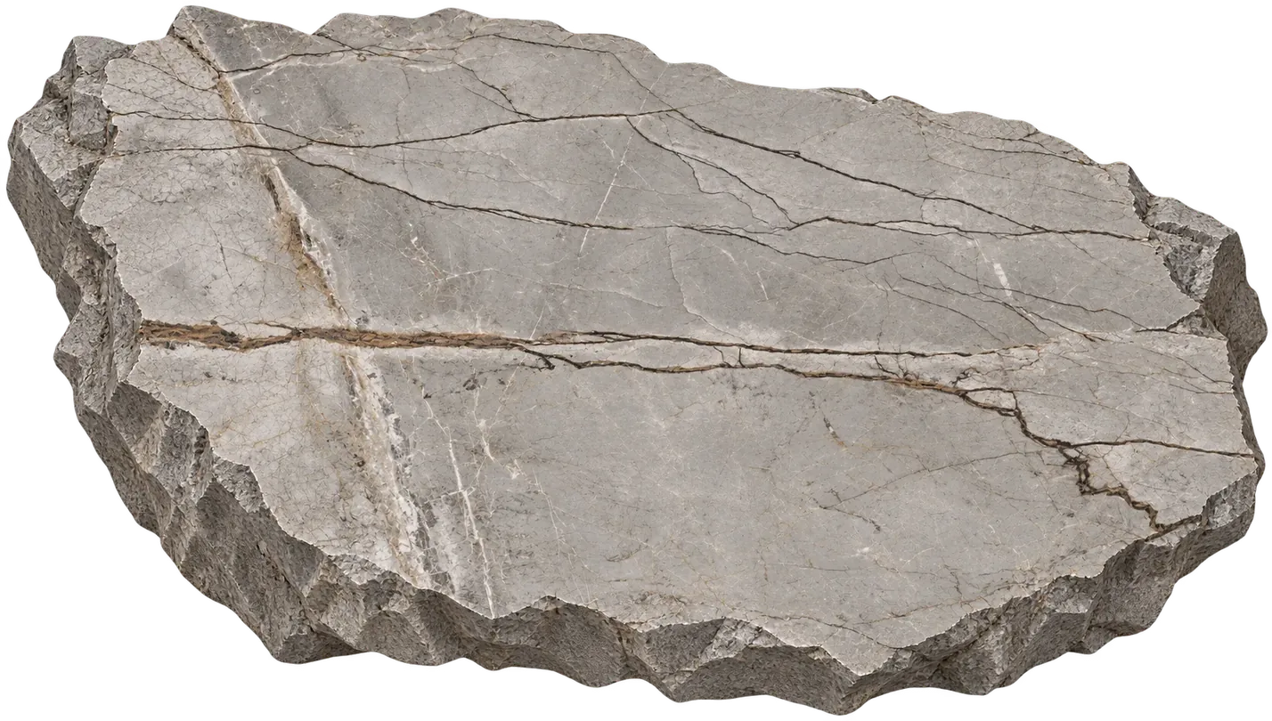 Large light gray natural stone slab with brown veining