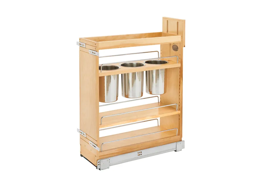 Rev-A-Shelf Wood Pullout Base Cabinet Organizer w/ Utensil Bins